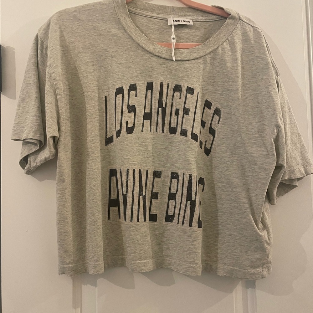Anine Bing Light Gray Cotton Tee